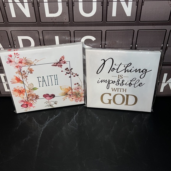 New 2PC Canvas Set “Nothing is impossible with God” & “Faith” Canvas Wall Art - Picture 3 of 6